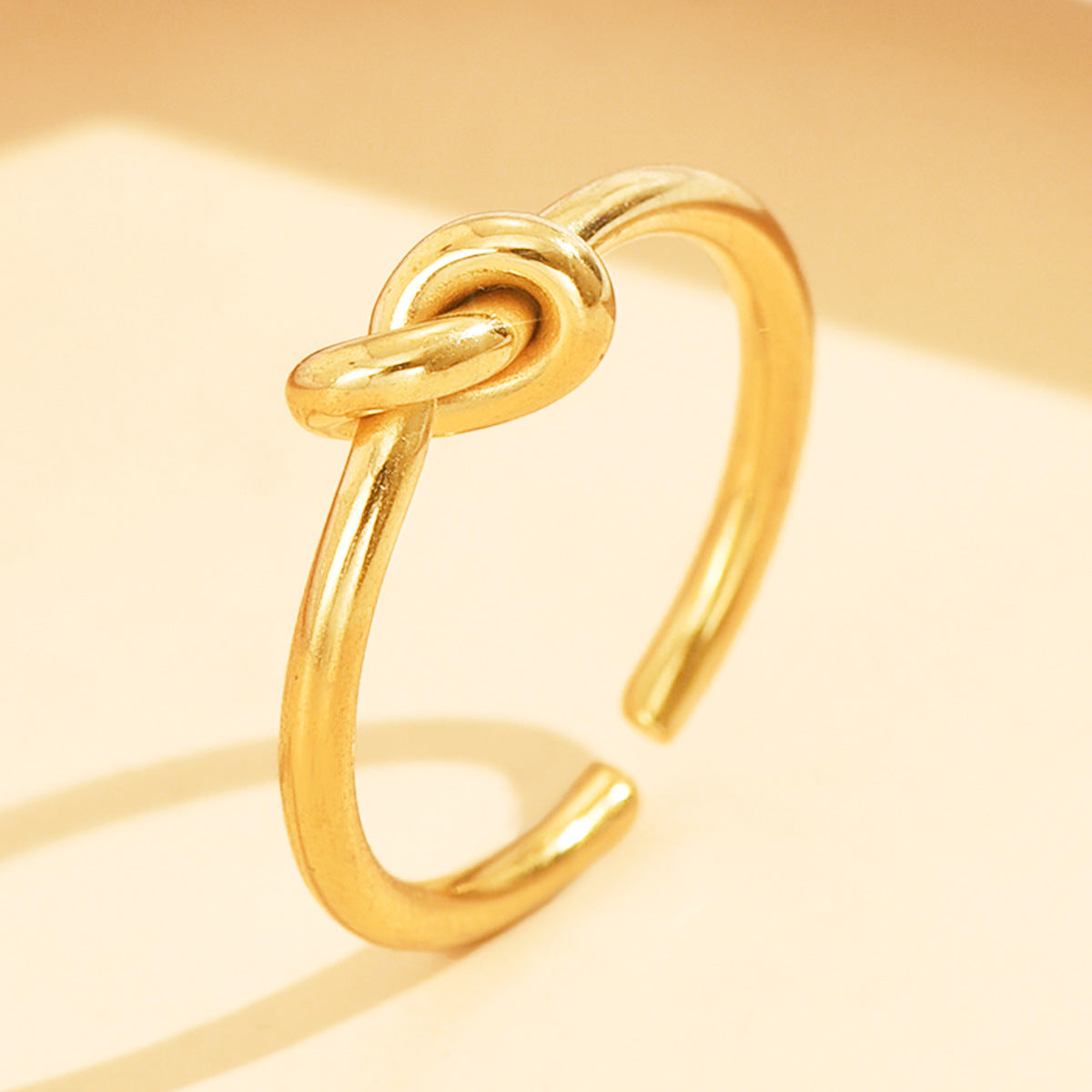 Stainless Steel Ring With A Braided Cord And Adjustable Opening LadyShow.Store