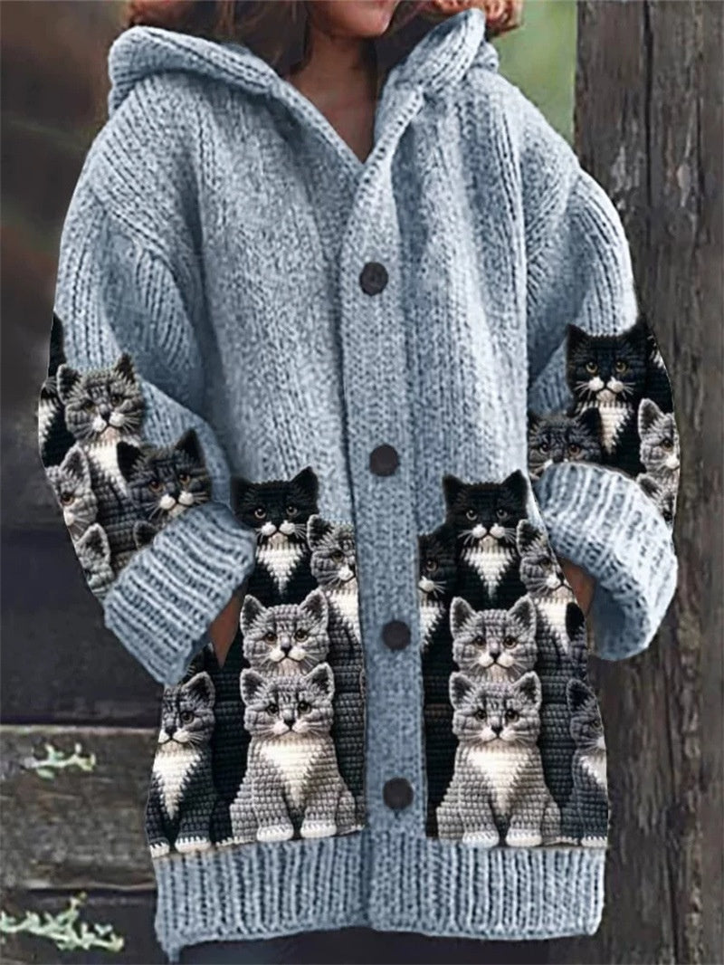 New Animal 3D Printed Casual Hooded Cloak Jacket Accent Plus