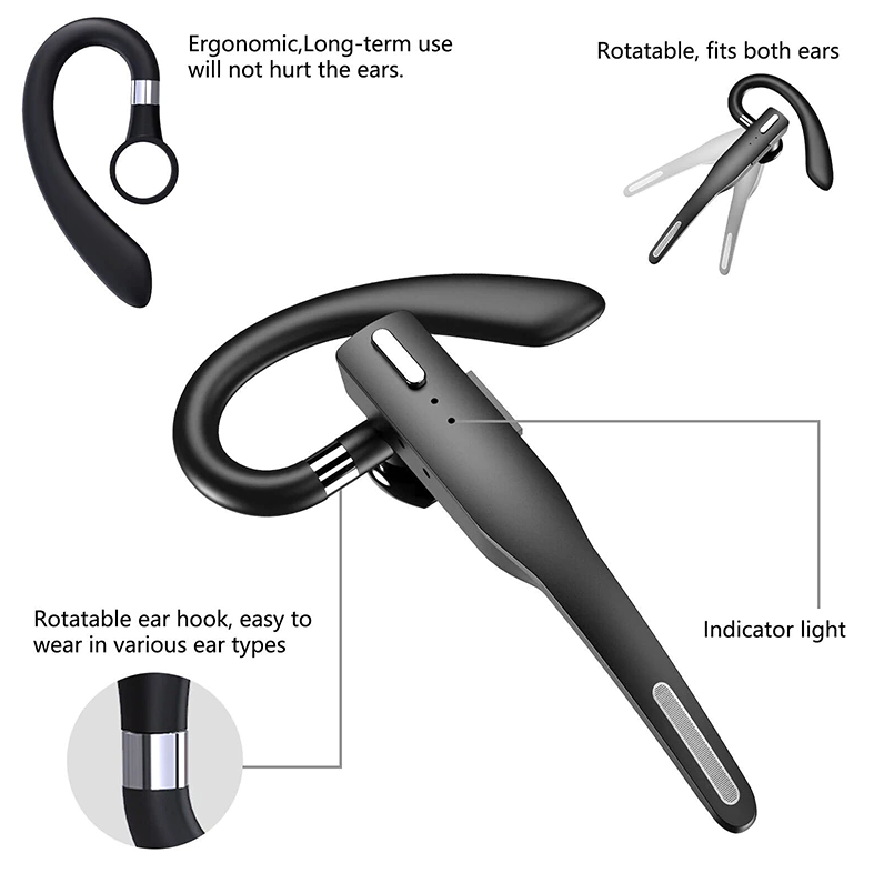 Trucker Wireless Headset Bluetooth 5.1 Earpiece Dual Mic Earbud Noise Cancelling LuxuryLifeWay Online Store