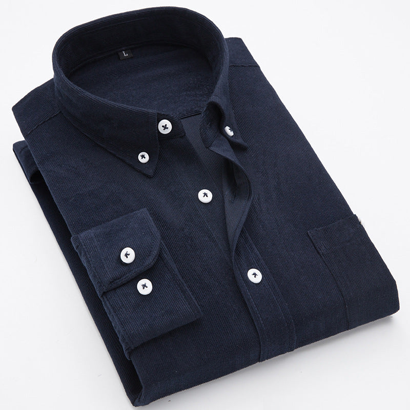 Men's Thin Corduroy Long Sleeve Shirt for Winter Pi-Mart