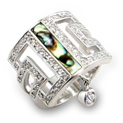7X240 - Rhodium 925 Sterling Silver Ring with Precious Stone Conch in Montana Alamode
