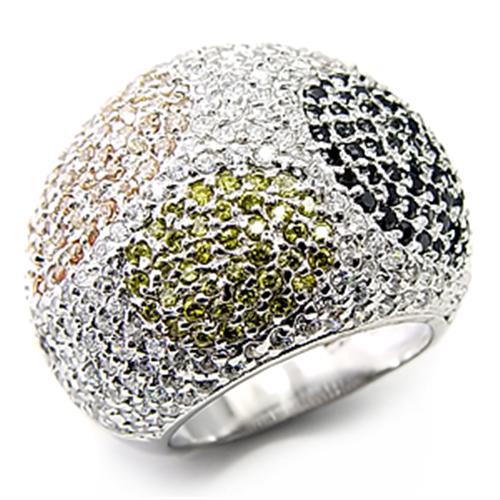 7X252 - High-Polished 925 Sterling Silver Ring with AAA Grade CZ  in Jet-0