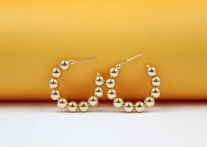 Gold Beaded Open Hoop Earrings (K104) MIA Jewelry
