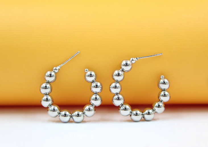 Gold Beaded Open Hoop Earrings (K104) MIA Jewelry