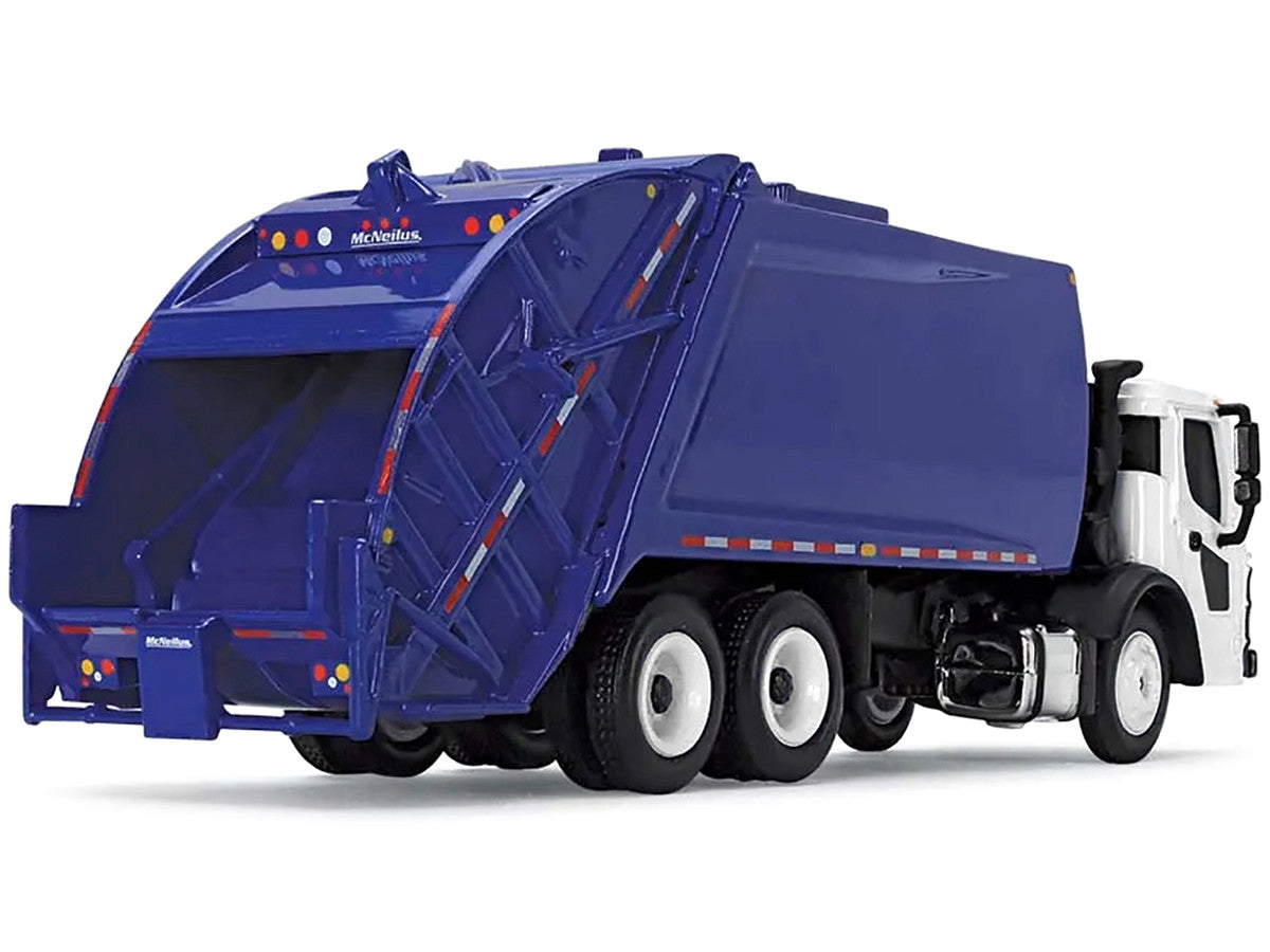 Mack LR with McNeilus Rear Load Refuse Body Blue and White 1/87 (HO) Diecast Model by First Gear First Gear