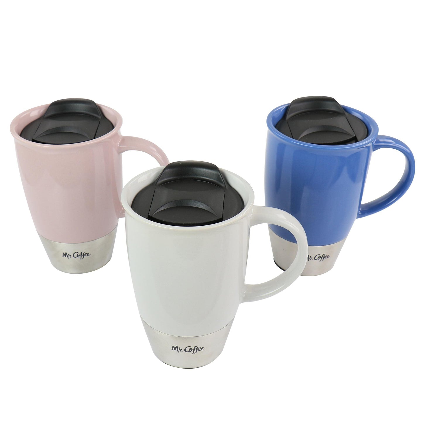 Mr. Coffee14 oz Stoneware Assorted Travel Mug Set of 3 W2B