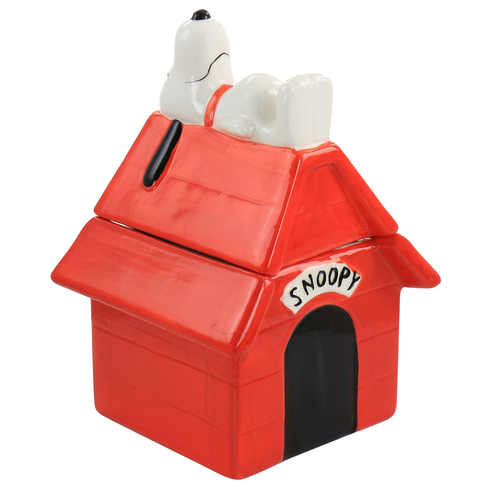 Gibson Peanuts Classic Snoopy Dog House Durastone 11.2in Cooke Jar in Red W2B