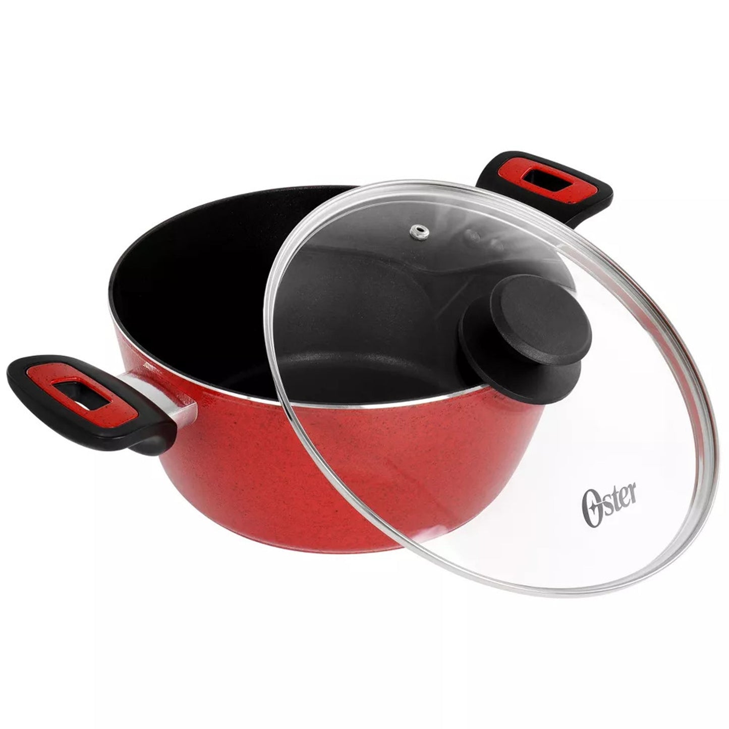 Oster Claybon 4.3 Quart Dutch Oven With Lid in Speckled Red W2B