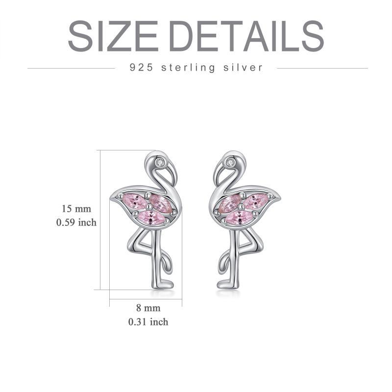 Pink Flamingo CZ Stud Earrings in White Gold Plated Sterling Silver CJD