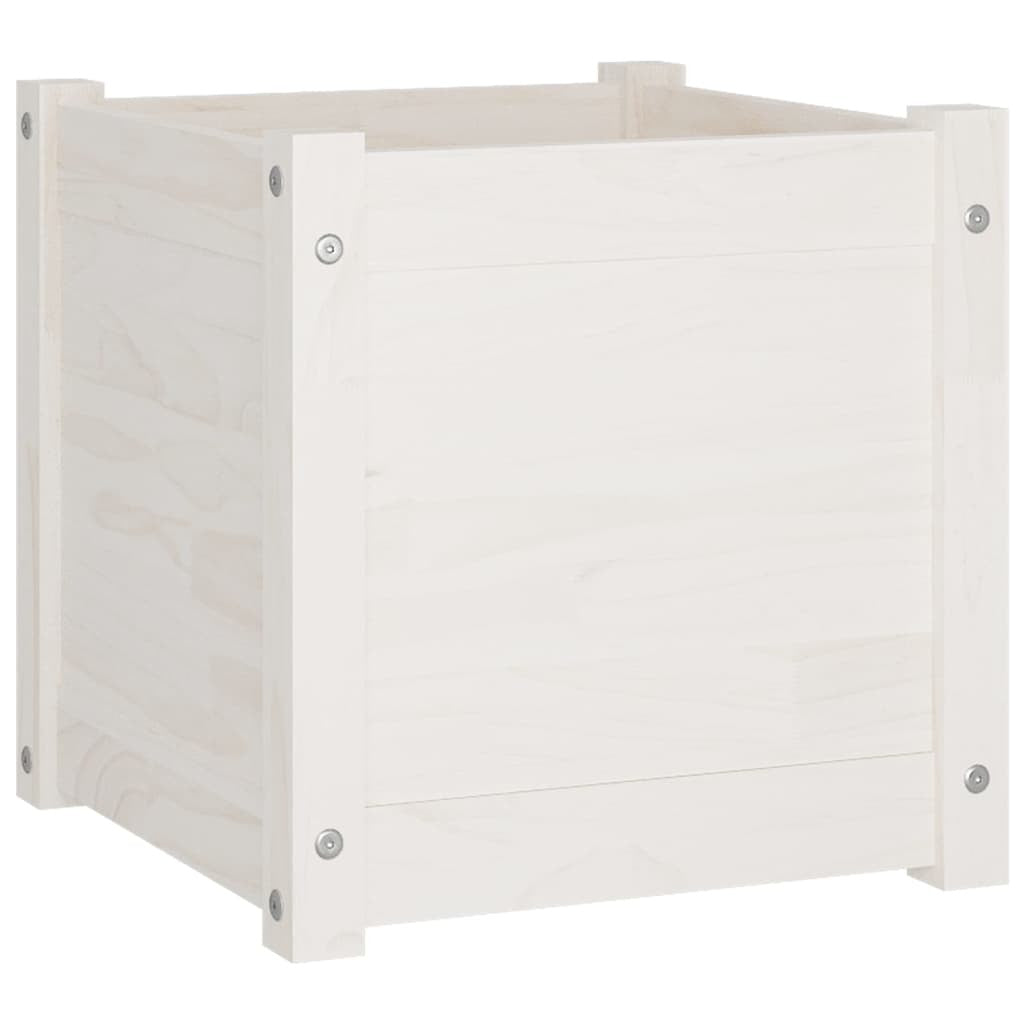 Garden Planters 2 pcs White 15.7"x15.7"x15.7" Solid Wood Pine W2B