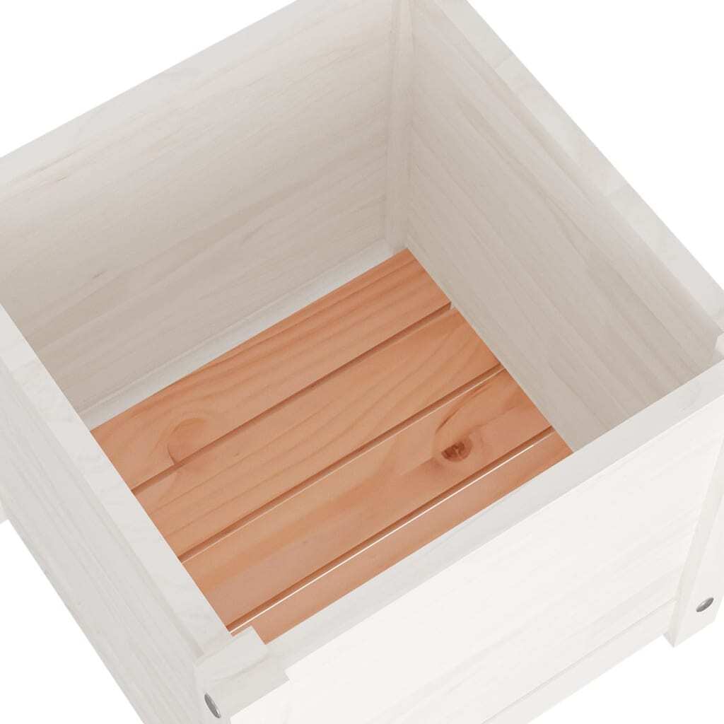 Garden Planters 2 pcs White 15.7"x15.7"x15.7" Solid Wood Pine W2B