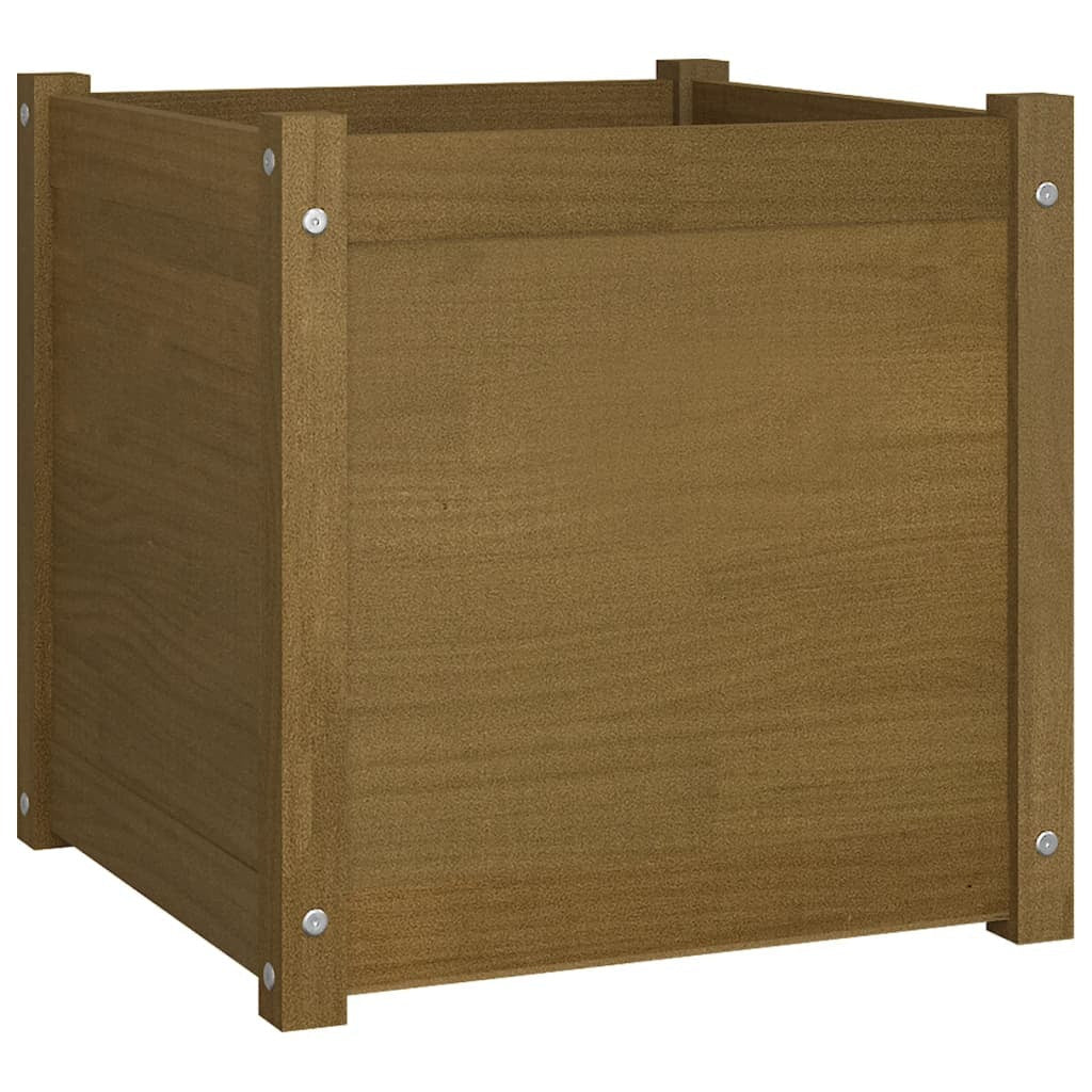 Garden Planters 2 pcs Honey Brown 19.7"x19.7"x19.7" Solid Wood Pine W2B