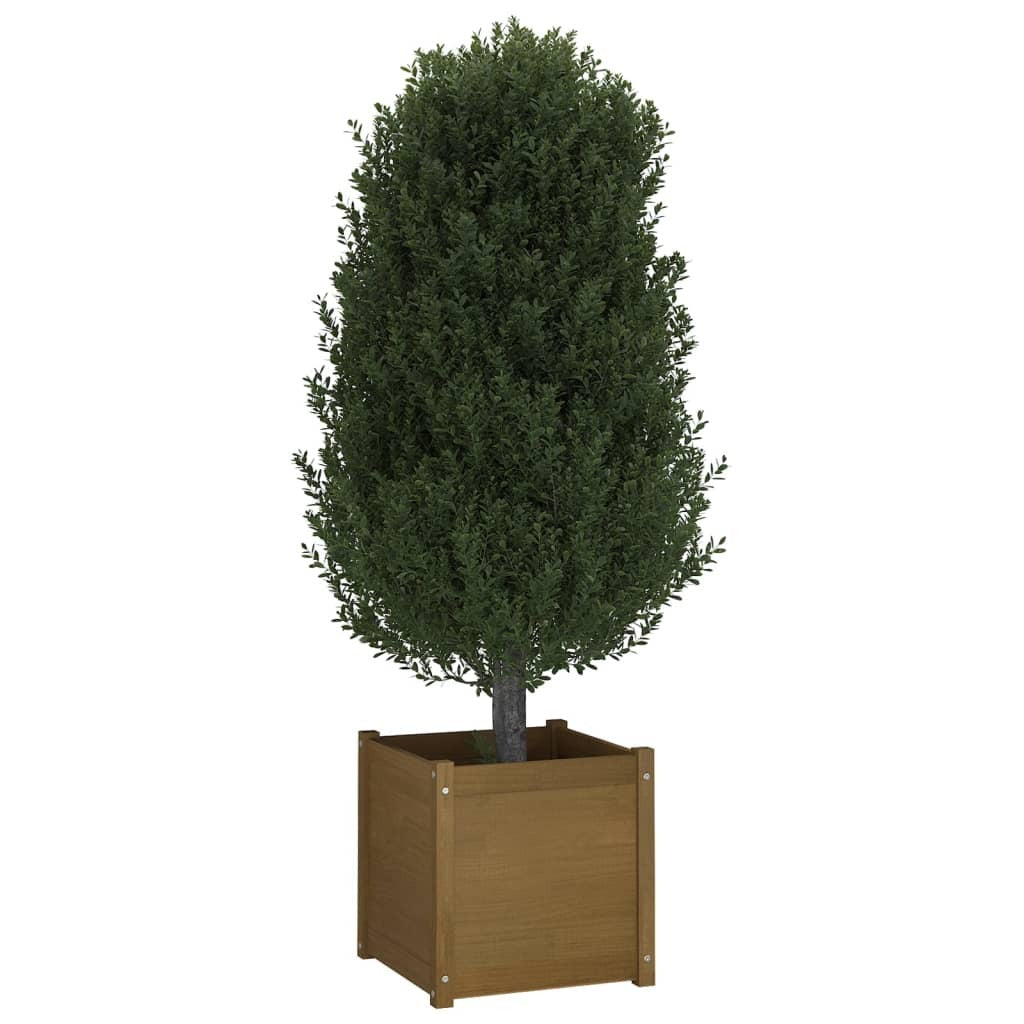 Garden Planters 2 pcs Honey Brown 19.7"x19.7"x19.7" Solid Wood Pine W2B