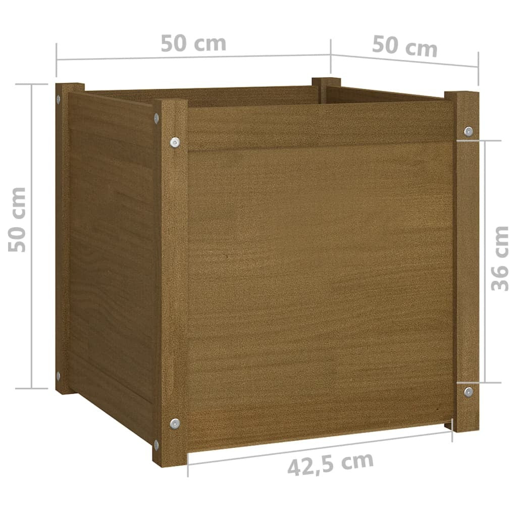Garden Planters 2 pcs Honey Brown 19.7"x19.7"x19.7" Solid Wood Pine W2B