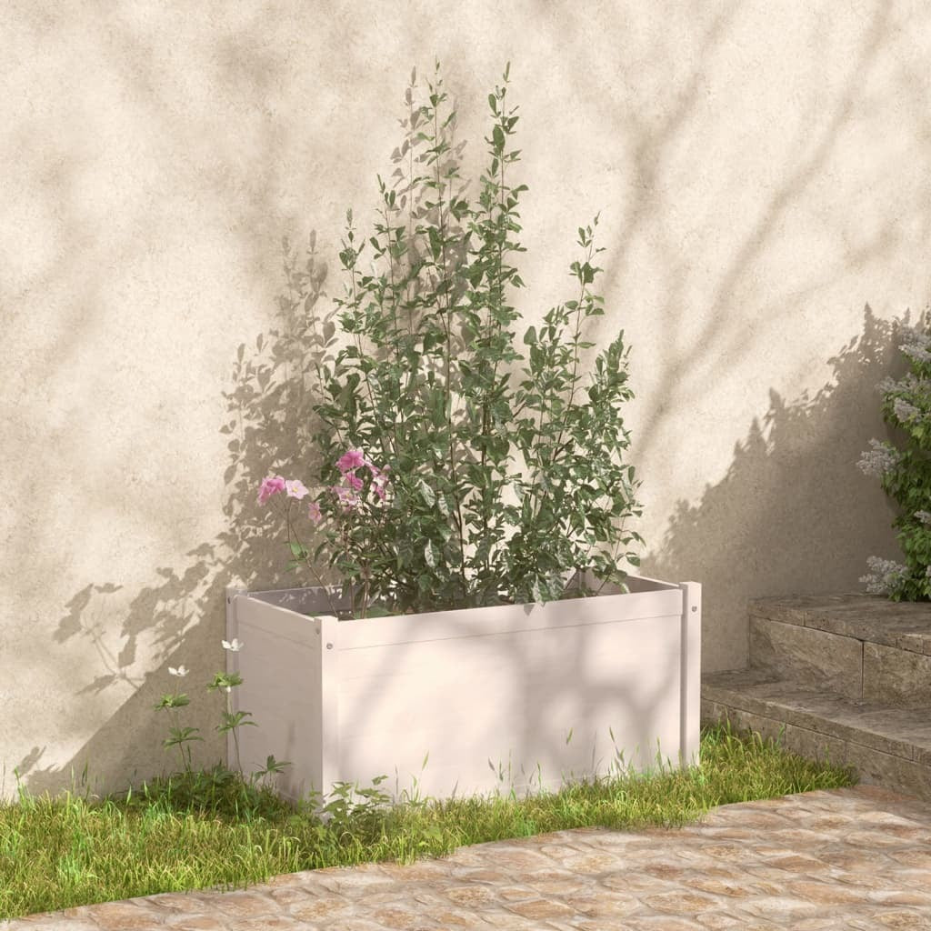Garden Planter White 39.4"x19.7"x19.7" Solid Wood Pine W2B