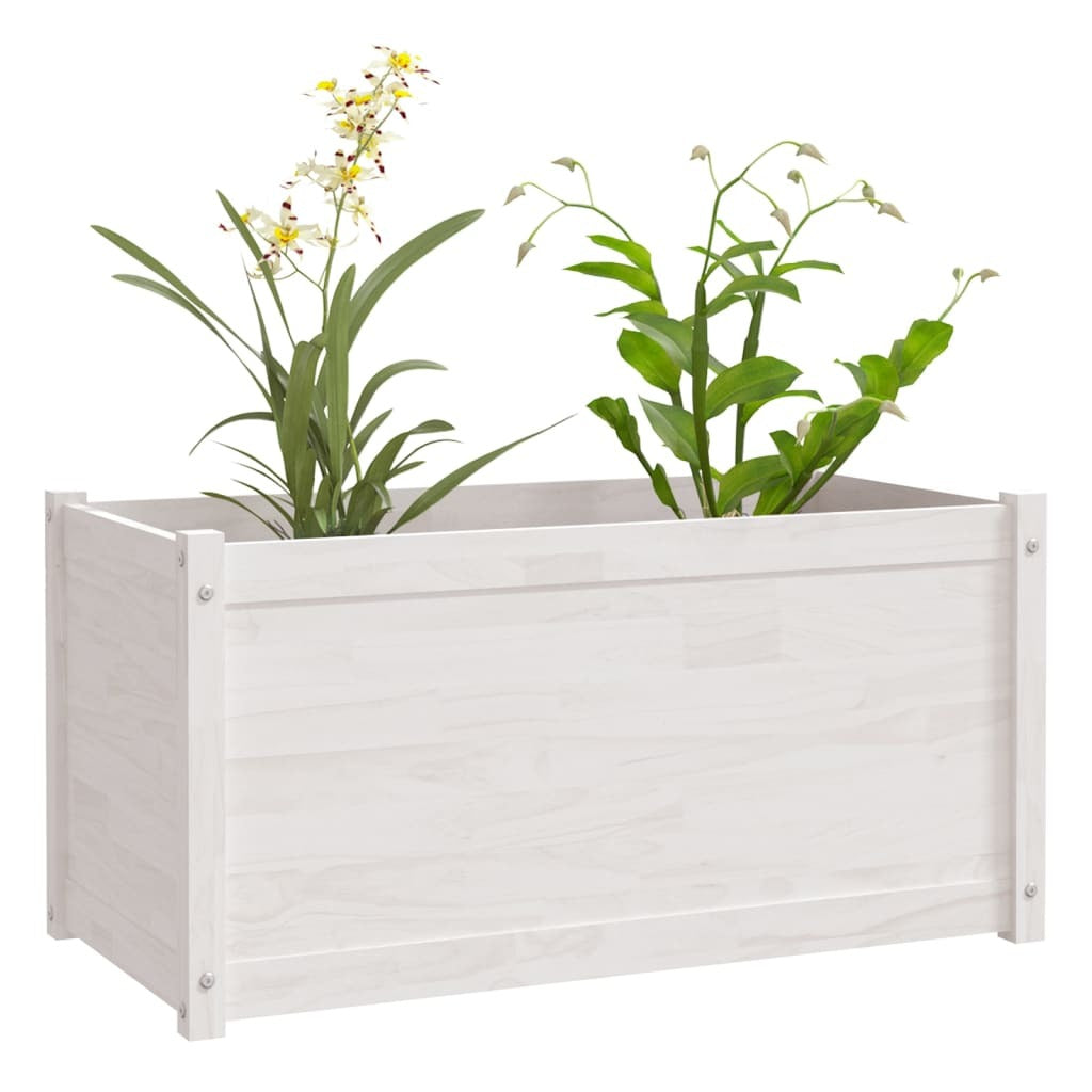 Garden Planter White 39.4"x19.7"x19.7" Solid Wood Pine W2B