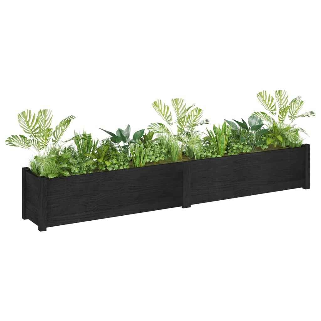 Garden Planters 2 pcs Black 78.7"x12.2"x12.2" Solid Wood Pine W2B