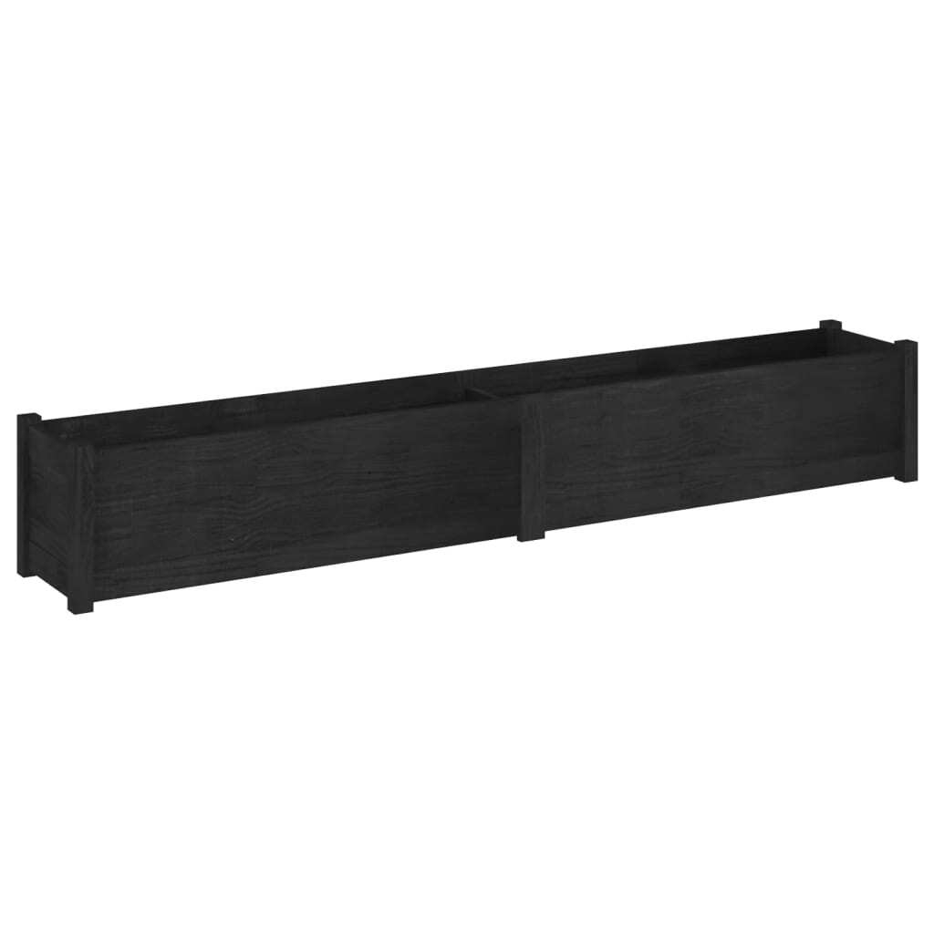 Garden Planters 2 pcs Black 78.7"x12.2"x12.2" Solid Wood Pine W2B
