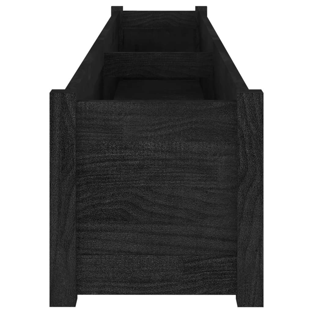 Garden Planters 2 pcs Black 78.7"x12.2"x12.2" Solid Wood Pine W2B
