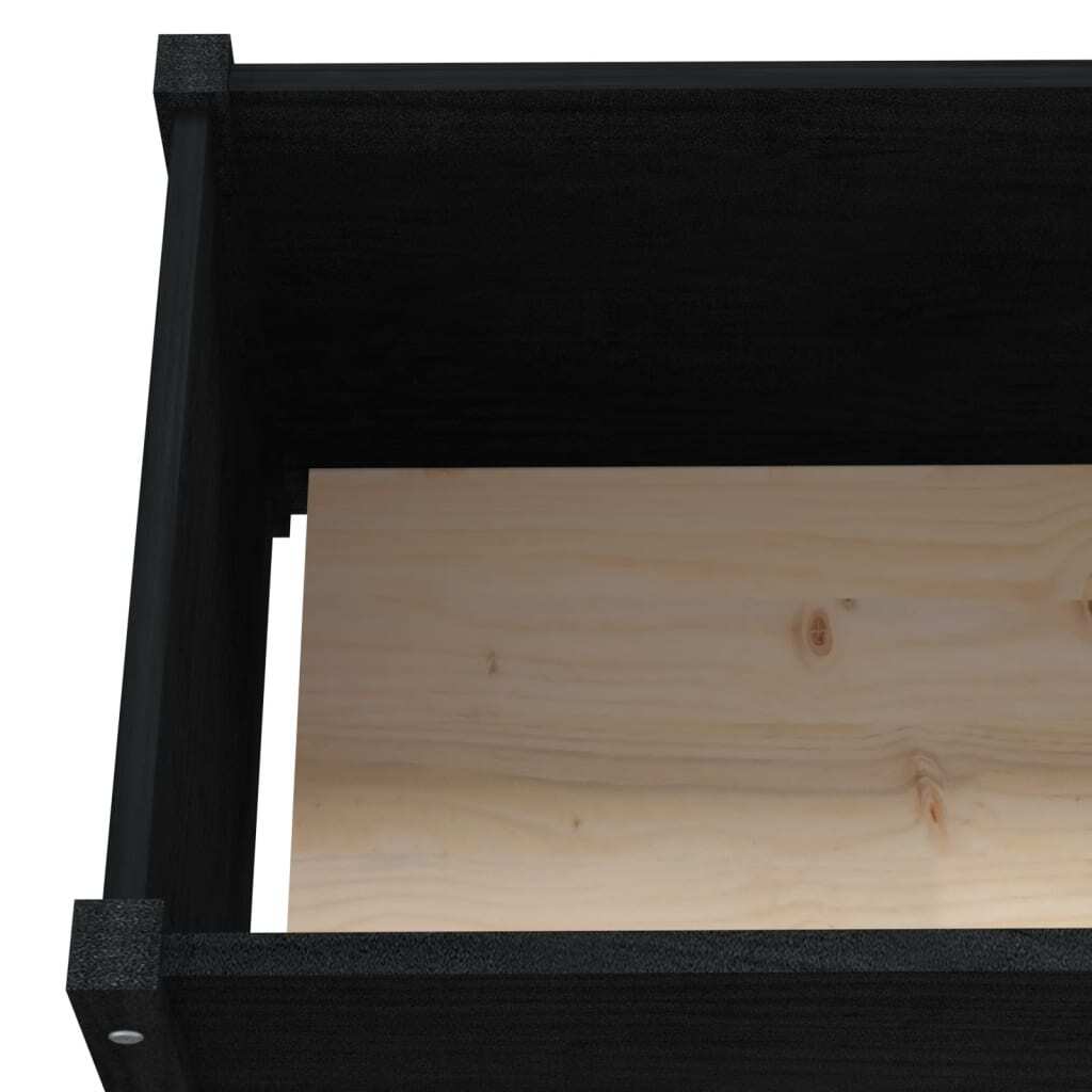 Garden Planters 2 pcs Black 78.7"x12.2"x12.2" Solid Wood Pine W2B