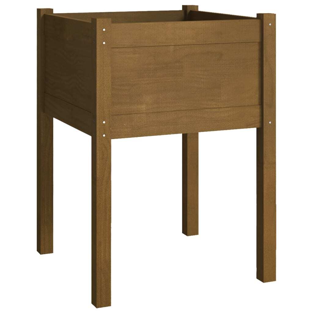 Garden Planter Honey Brown 19.7"x19.7"x27.6" Solid Wood Pine W2B