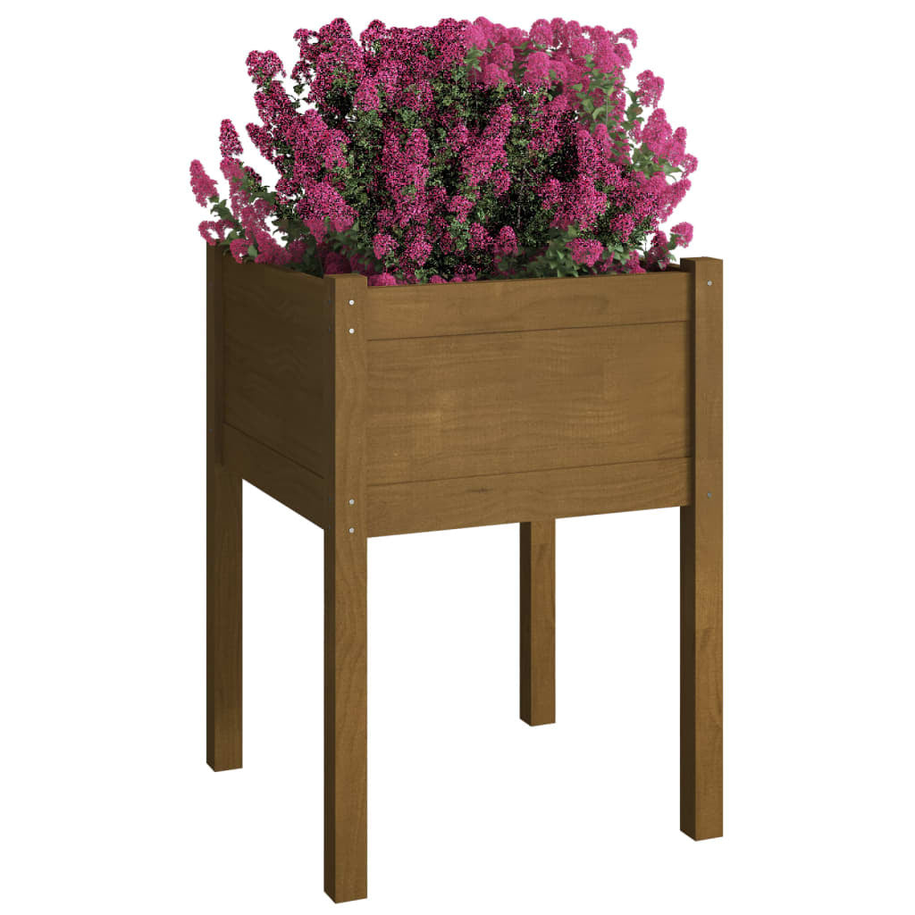 Garden Planter Honey Brown 19.7"x19.7"x27.6" Solid Wood Pine W2B