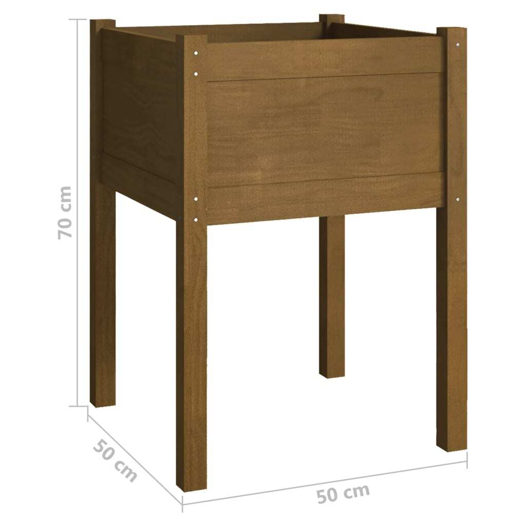 Garden Planter Honey Brown 19.7"x19.7"x27.6" Solid Wood Pine W2B