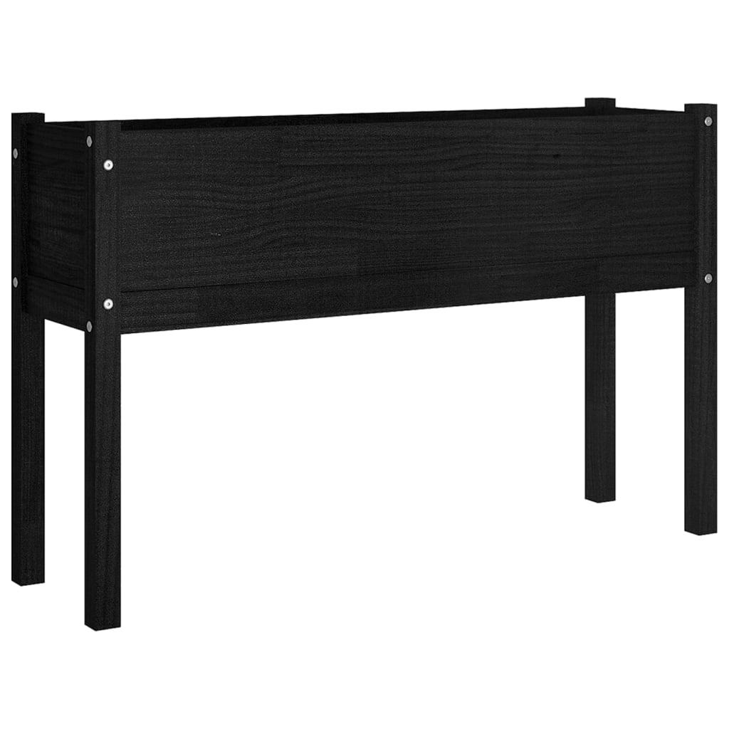 Garden Planters 2 pcs Black 43.3"x12.2"x27.6" Solid Wood Pine W2B