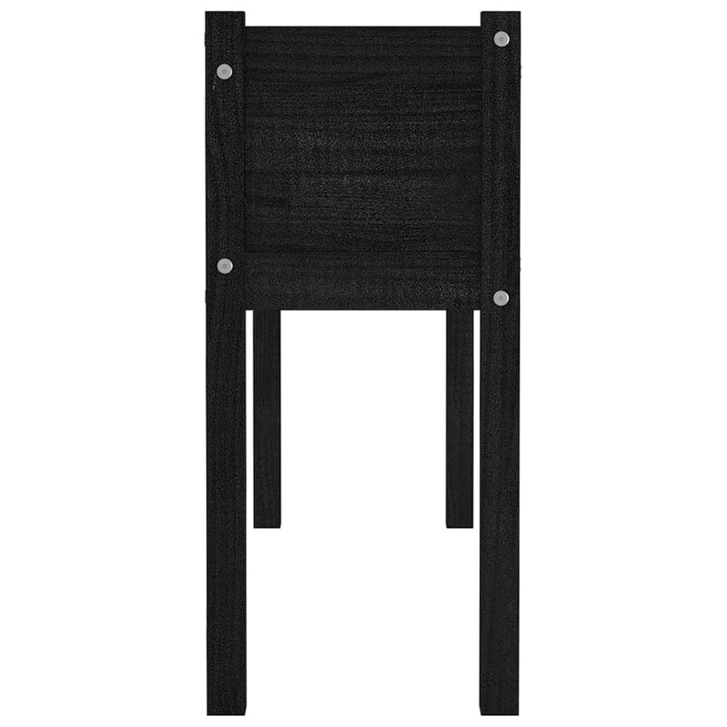 Garden Planters 2 pcs Black 43.3"x12.2"x27.6" Solid Wood Pine W2B