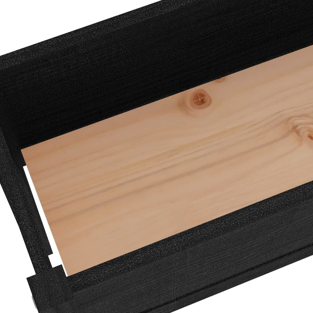 Garden Planters 2 pcs Black 43.3"x12.2"x27.6" Solid Wood Pine W2B