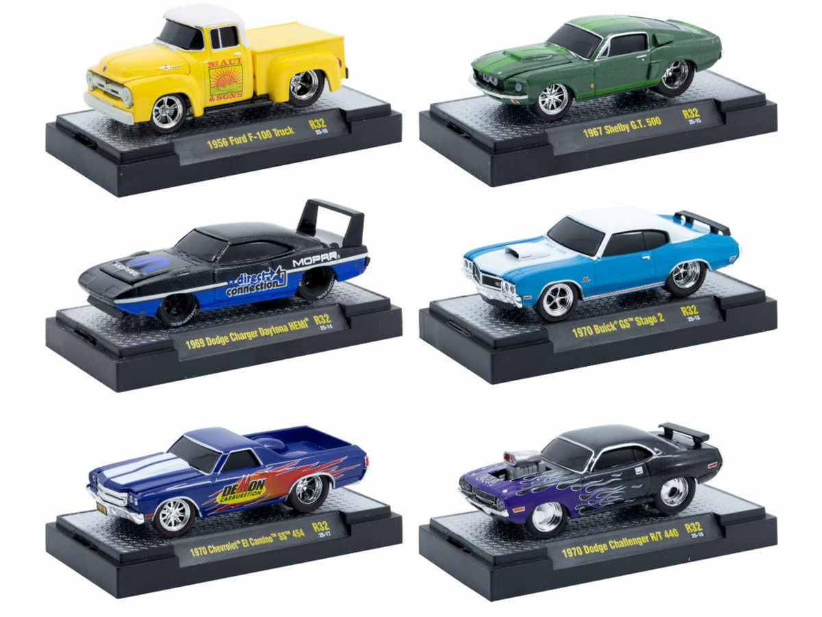 "Ground Pounders" 6 Cars Set Release 32 IN DISPLAY CASES Limited Edition 1/64 Diecast Model Cars by M2 Machines-0