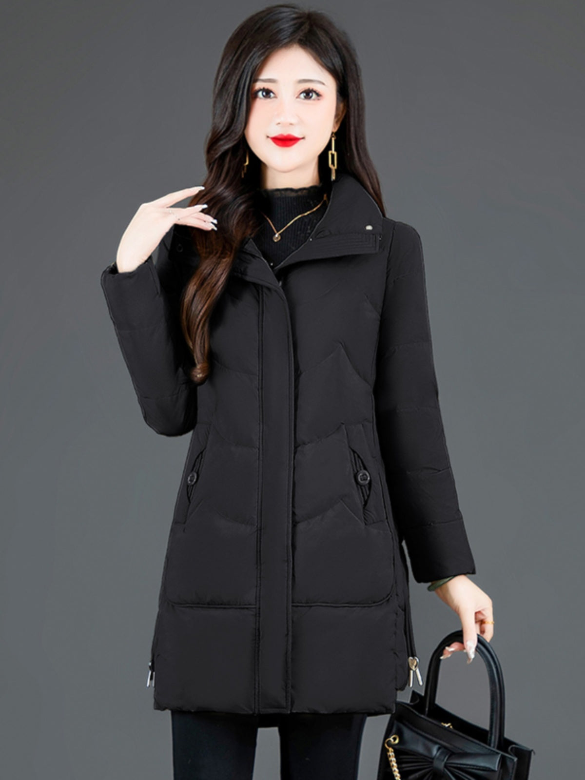 Loose Mid-length High Collar Warm Cotton Coat Jacket LadyShow.Store