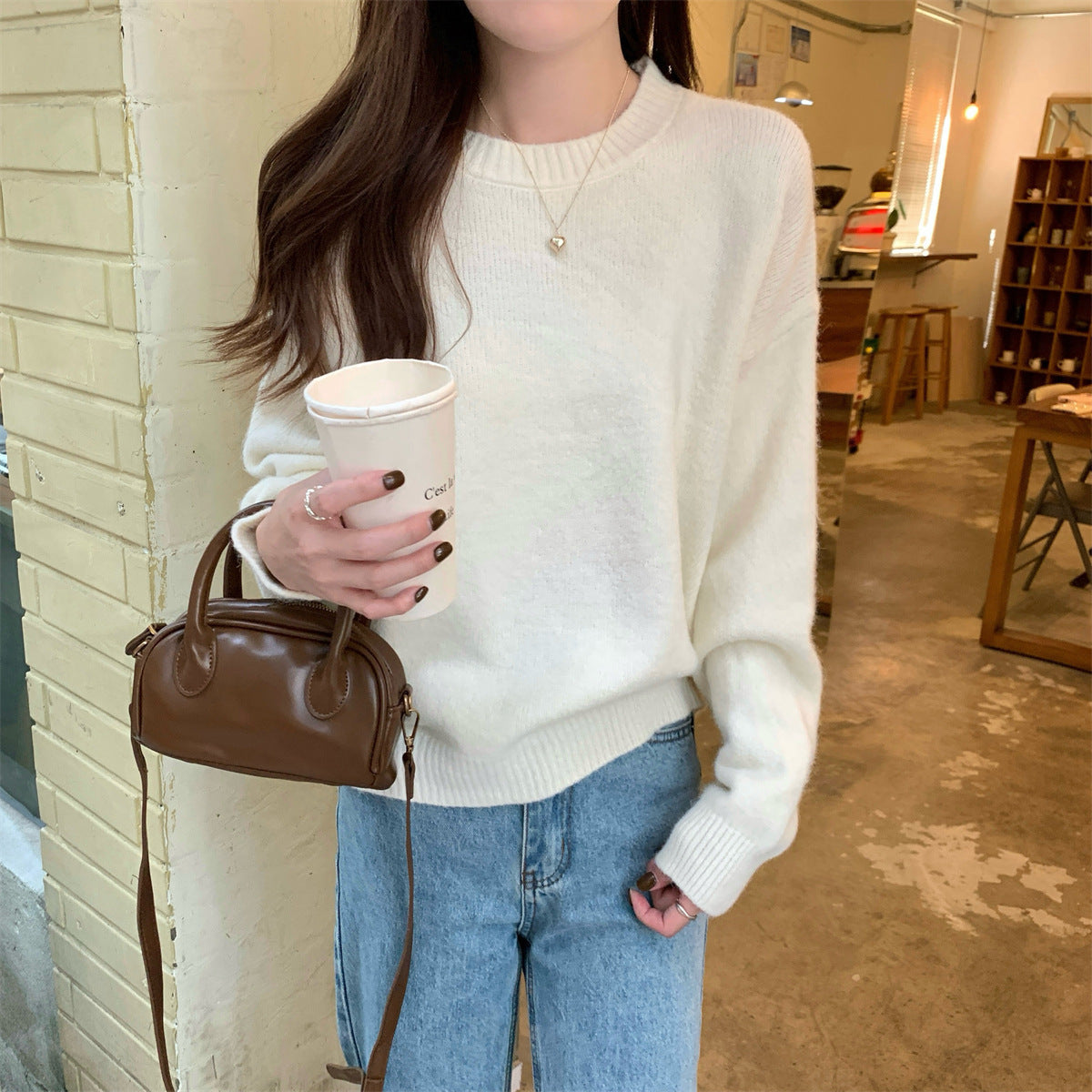Korean Style Soft Glutinous Loose Candy Color Sweater Best YouTube Store