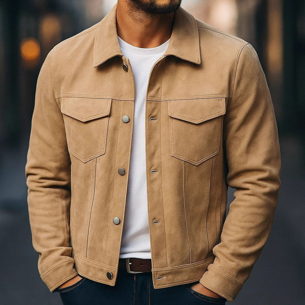 Deer Suede Men's Winter Lapel Work Jacket Best YouTube Store
