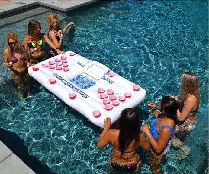 Inflatable Beer Pong Table with Ice Bucket Cooler