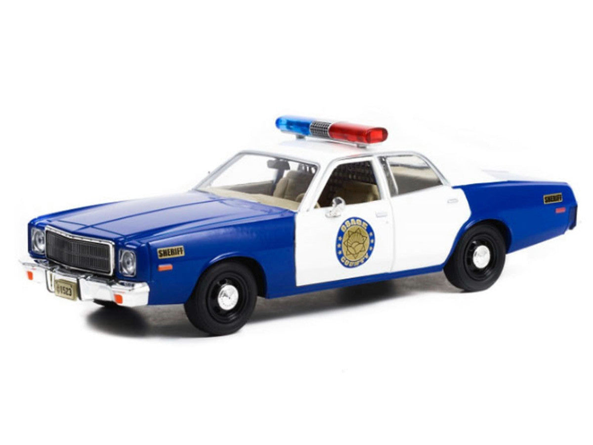 1975 Plymouth Fury "Osage County Sheriff" Blue and White 1/24 Diecast Model Car by Greenlight Greenlight