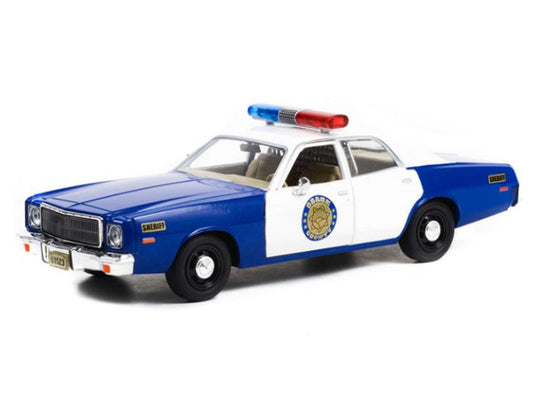 1975 Plymouth Fury "Osage County Sheriff" Blue and White 1/24 Diecast Model Car by Greenlight Greenlight