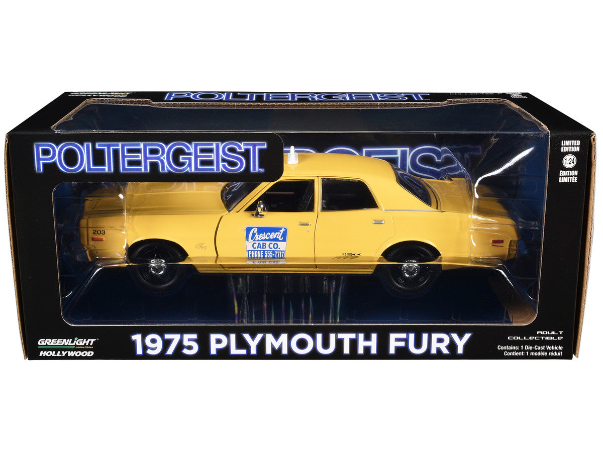 1975 Plymouth Fury Taxi "Crescent Cab Co." Yellow "Poltergeist" (1982) Movie "Hollywood" Series 20 1/24 Diecast Model Car by Greenlight Greenlight