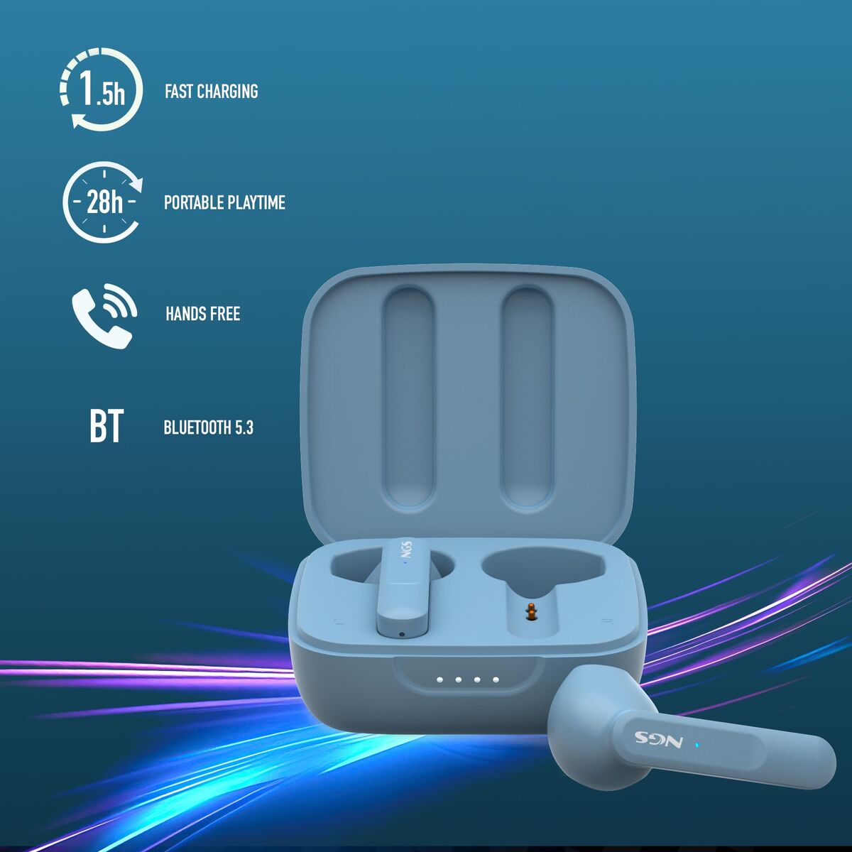 Headphone with Microphone NGS ARTICAMOVERAIN Blue Light Blue-9