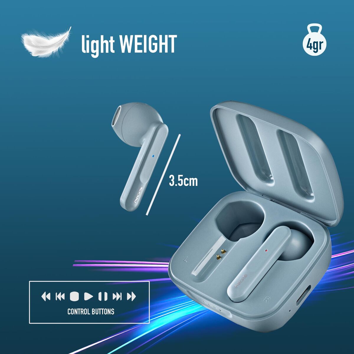 Headphone with Microphone NGS ARTICAMOVERAIN Blue Light Blue-8