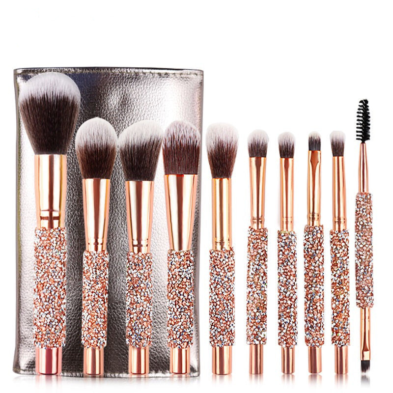 Set Of 10 Diamond Handle Makeup Brushes Beauty Tools Makeup CJD