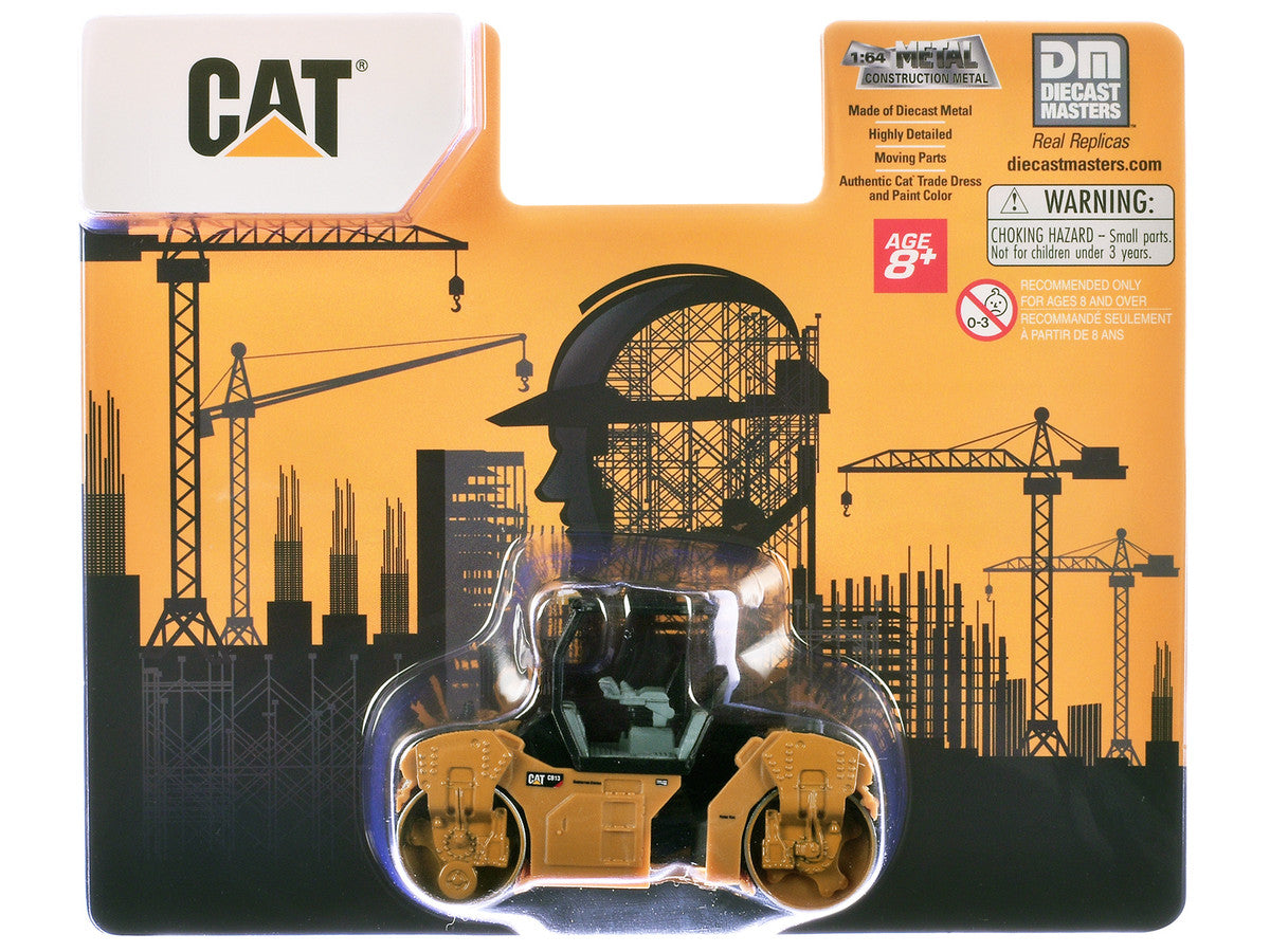 CAT Caterpillar CB13 Roller with ROPS Yellow 1/64 Diecast Model by Diecast Masters Diecast Masters