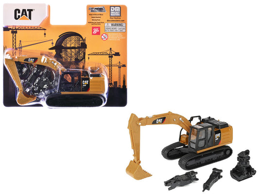 CAT Caterpillar 320F L Excavator with Interchangeable Attachment Yellow 1/64 Diecast Model by Diecast Master Diecast Masters