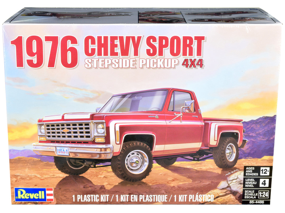 Level 4 Model Kit 1976 Chevrolet Sports Stepside 4x4 Pickup Truck 1/24 Scale Model by Revell Revell