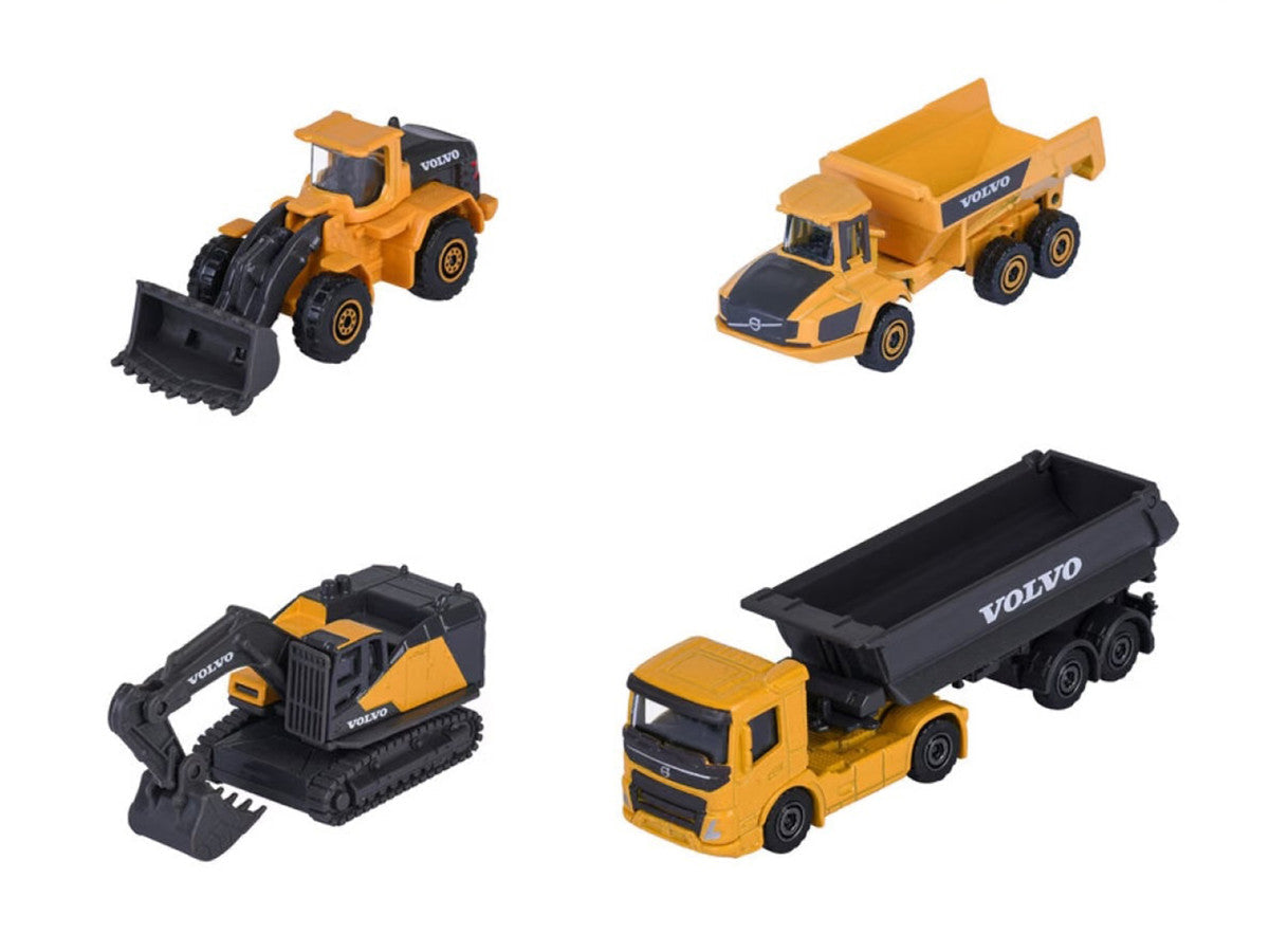 "Volvo Construction" (2026) 4 Piece Set 1/64 Diecast Model Cars by Majorette Majorette
