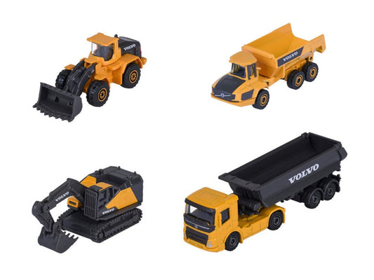 "Volvo Construction" (2026) 4 Piece Set 1/64 Diecast Model Cars by Majorette Majorette