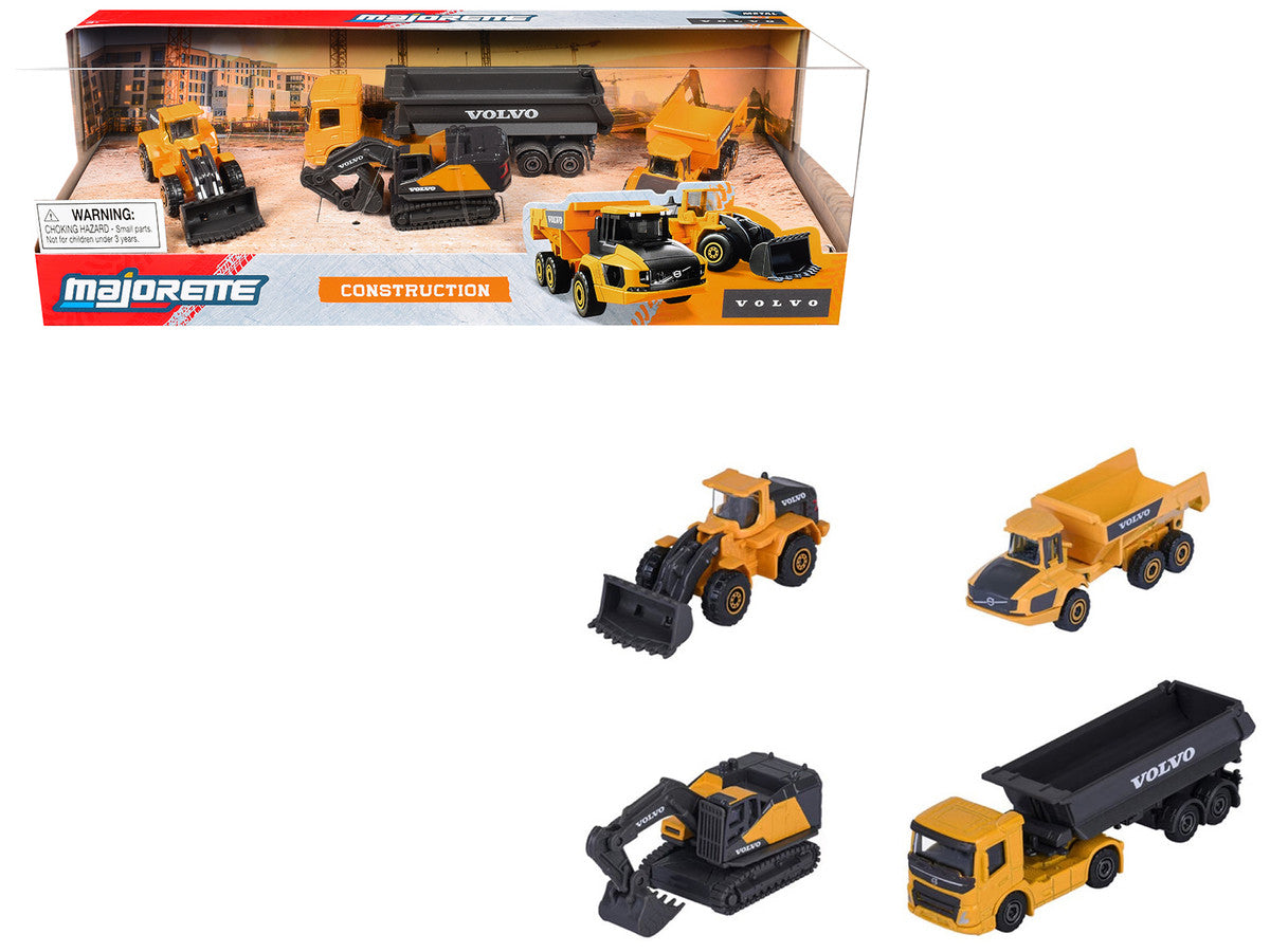 "Volvo Construction" (2026) 4 Piece Set 1/64 Diecast Model Cars by Majorette Majorette