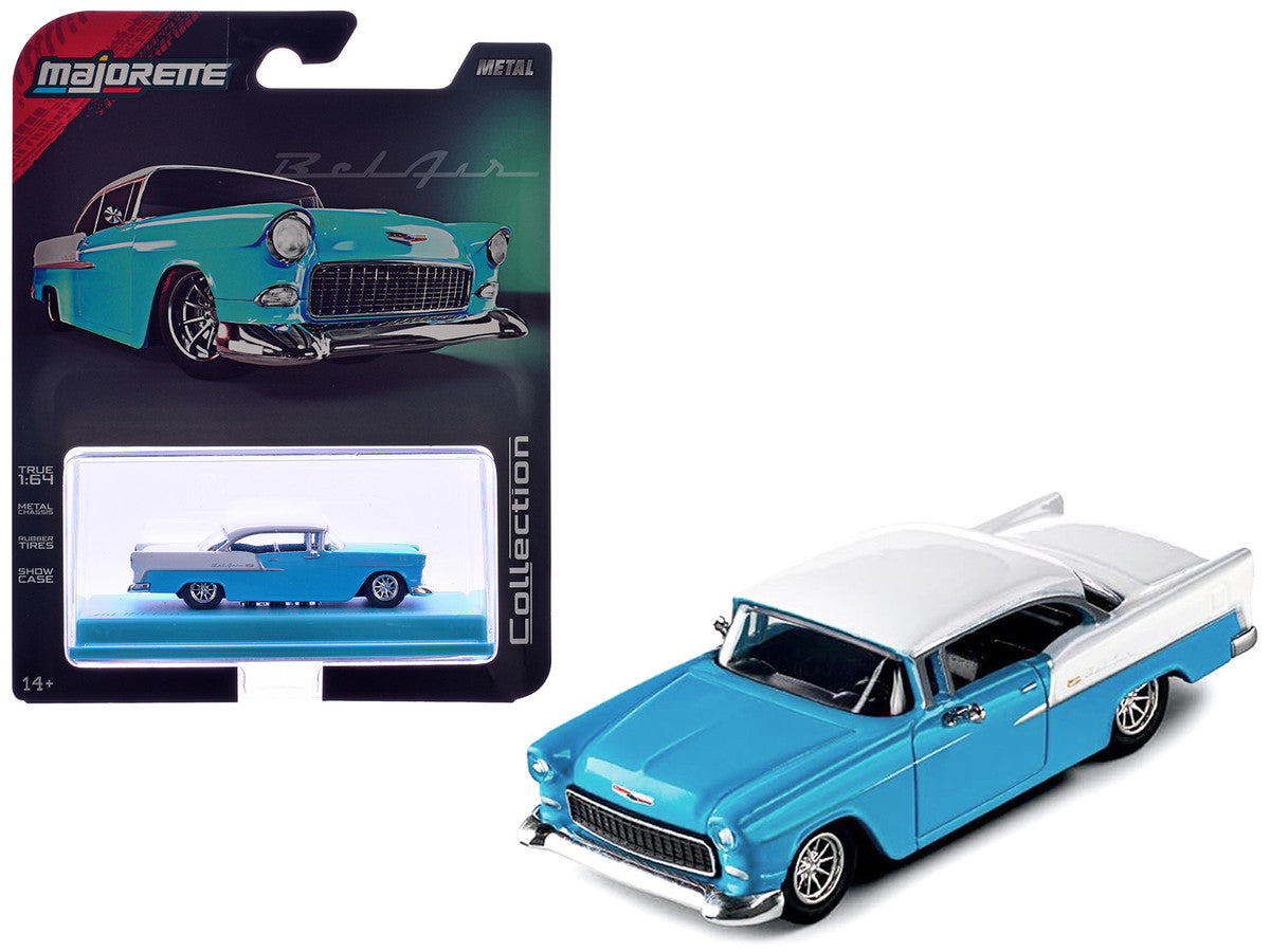 1955 Chevrolet Bel Air Blue and White "Collection" Series 1/64 Diecast Model Car by Majorette Majorette