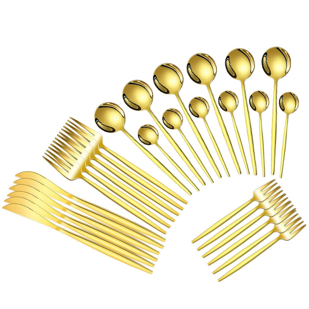 Stainless Steel Tableware Knife Fork And Spoon Western Tableware Gift Set LadyShow.Store