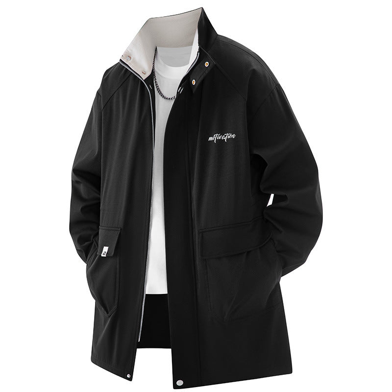 Men's Plus-Size Mid-Length Casual Trench Coat Best YouTube Store